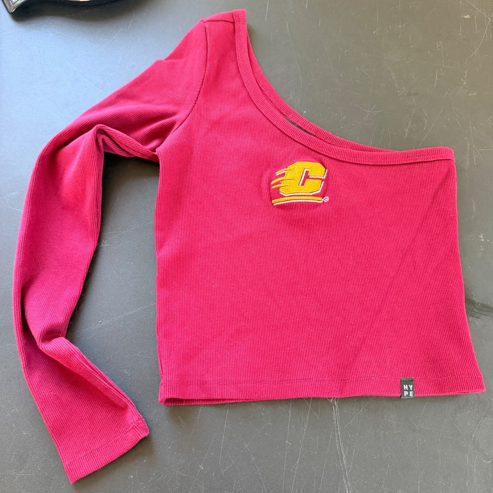 Hype And Vice Central Michigan University One Shoulder Top Small Maroon Rib